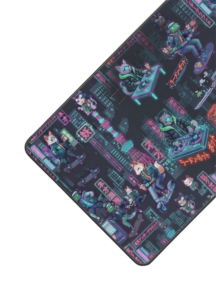 Compact Urban Yōkai Neon Desk Mat - 12" x 22" Gaming Pad product image (2)