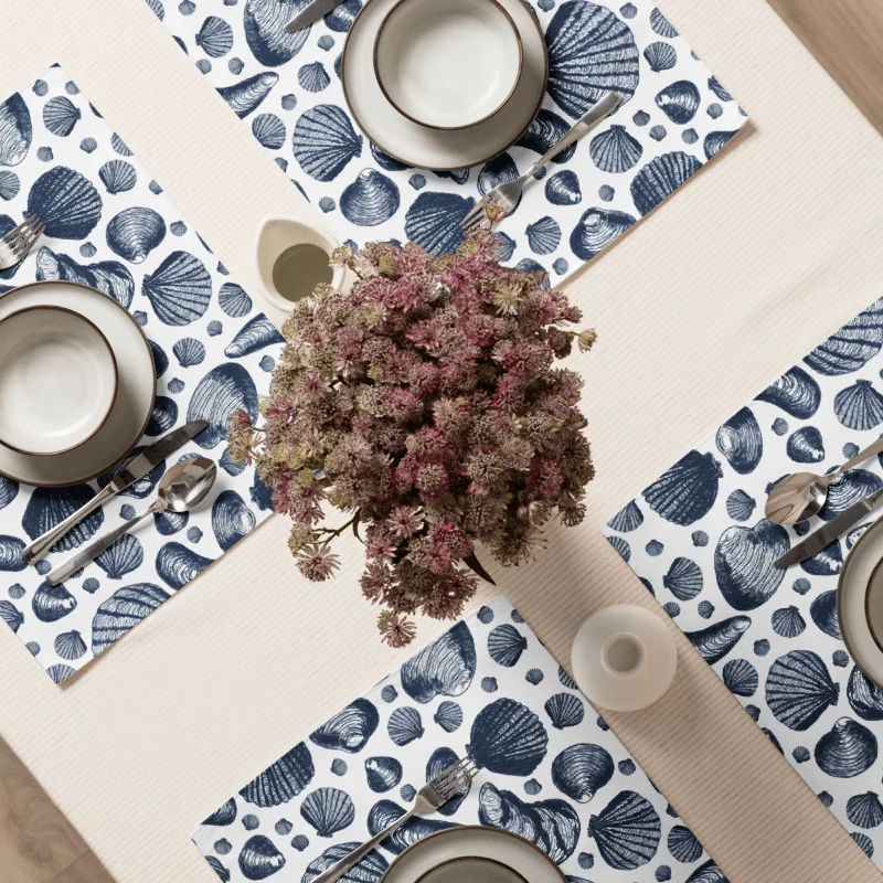 New England Tidal Treasures Placemats – Navy on White, Set of 4 | MONIQUE FAELLA DESIGNS™ product image (2)