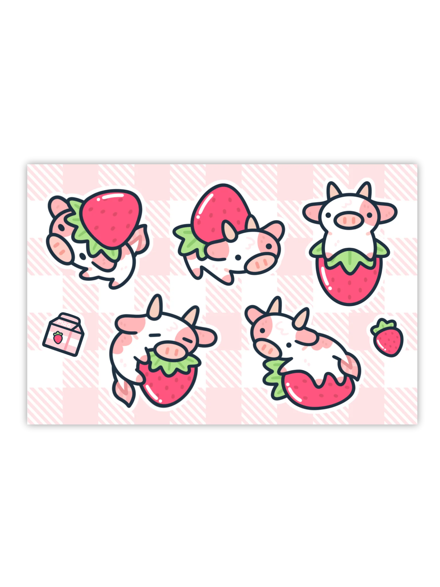 Strawberry Cow Sticker Sheet product image (1)
