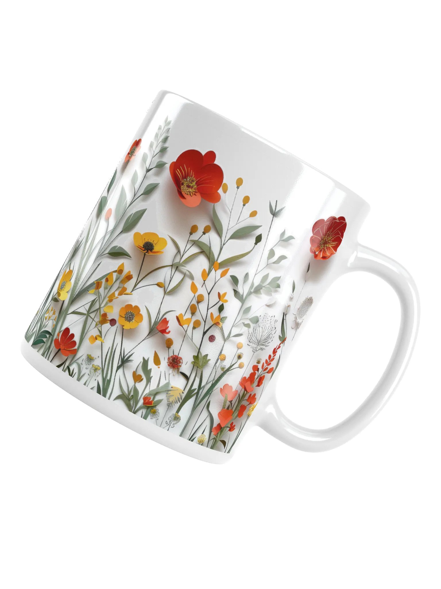 Multicolor Floral White Glossy Ceramic Mug by Treasure Pie product image (6)