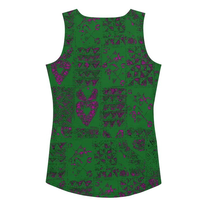 Vibrant Green and Pink Adire Women's Tank Top product image (2)