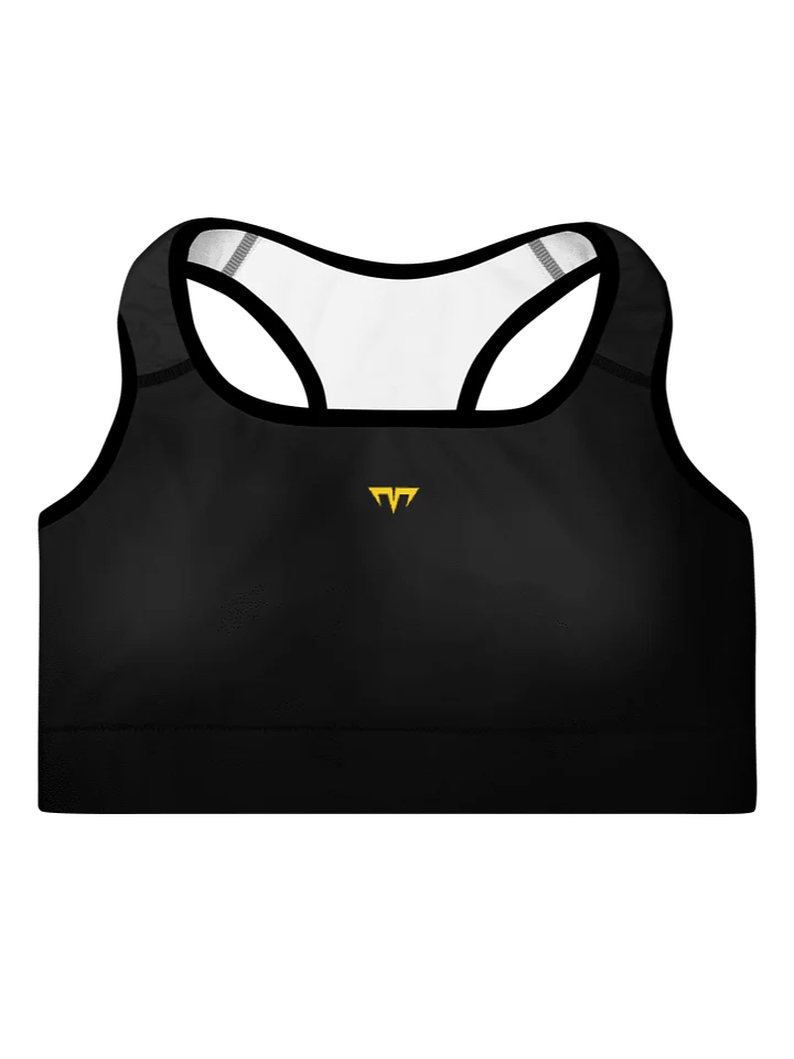 Women's Activewear - Padded Sports Bra Black/White - Printed Gold Logo product image (1)