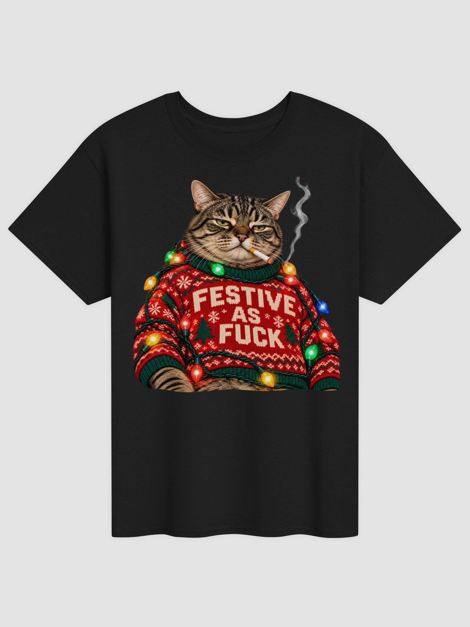 Festive AF Grumpy Cat Shirt - Funny Ugly Christmas Sweater Meme T-Shirt product image (1)