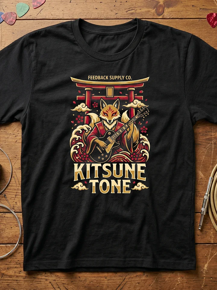 Kitsune Tone Guitar T-Shirt — Japanese Fox Spirit Guitarist Tee | Mythical Guitar Shirt product image (1)