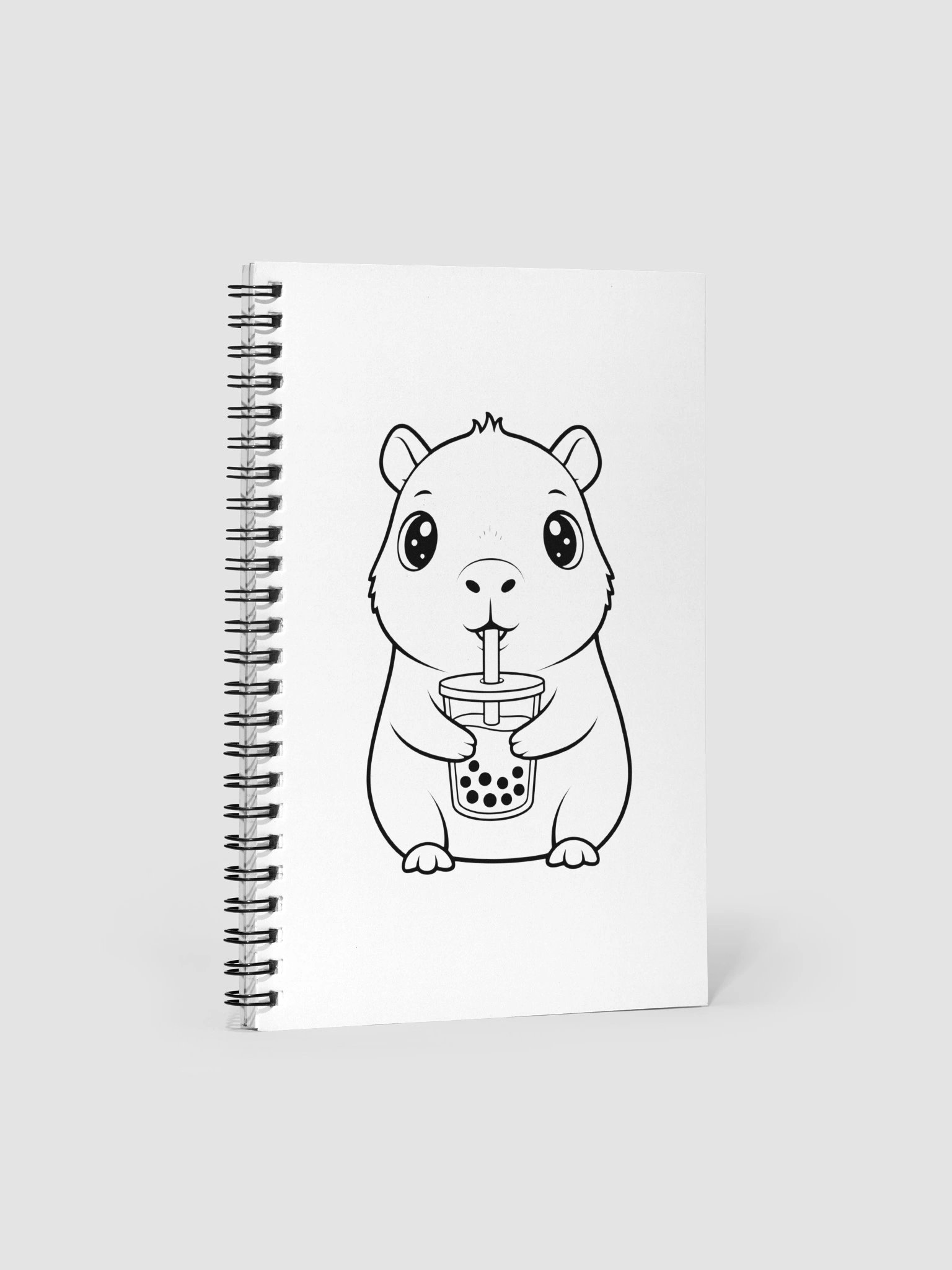 Capybara Journal Kawaii Design Animal Drinking Bubble Tea Cute Spiral Notebook product image (1)