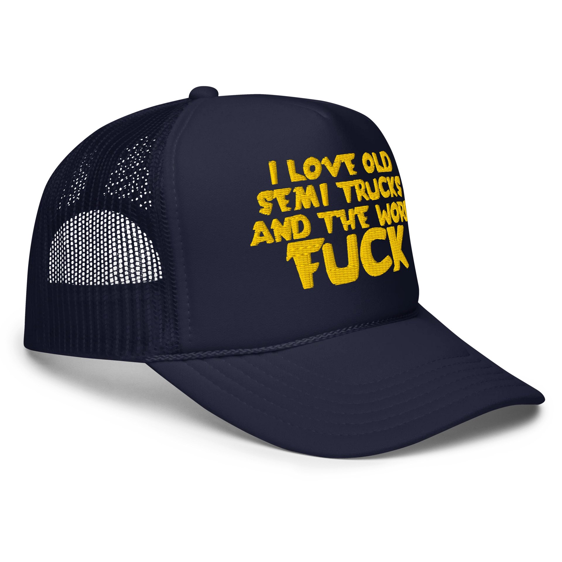 I LOVE OLD TRUCKS AND THE WORD FUCK Foam Trucker Hat product image (3)