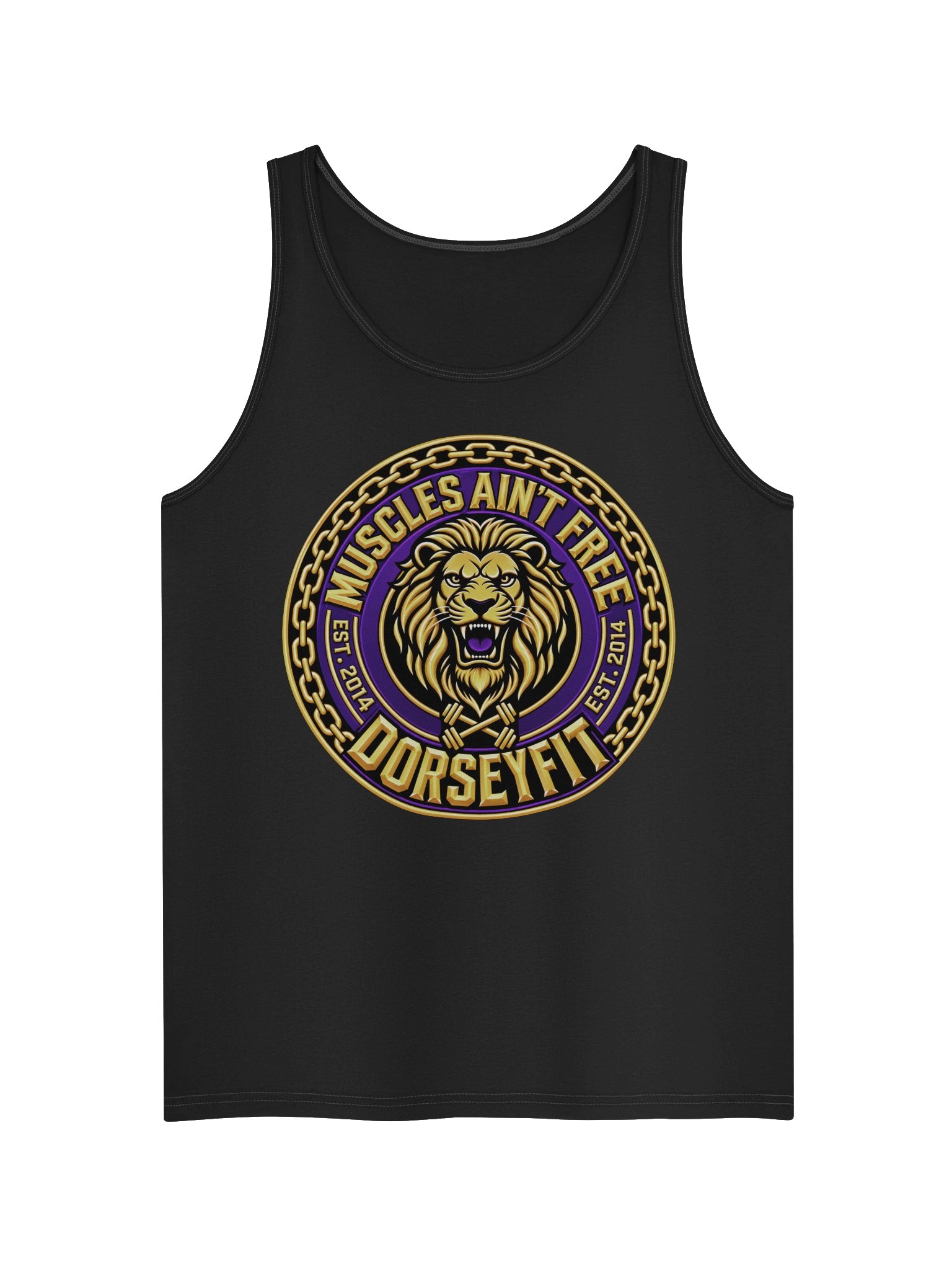 DorseyFit™ Lion Crest "Muscles Ain't Free" Men's Gym Tank product image (1)