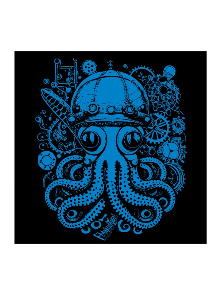 Frankenangel Steampunk Octopus vinyl sticker. / Cyan product image (1)