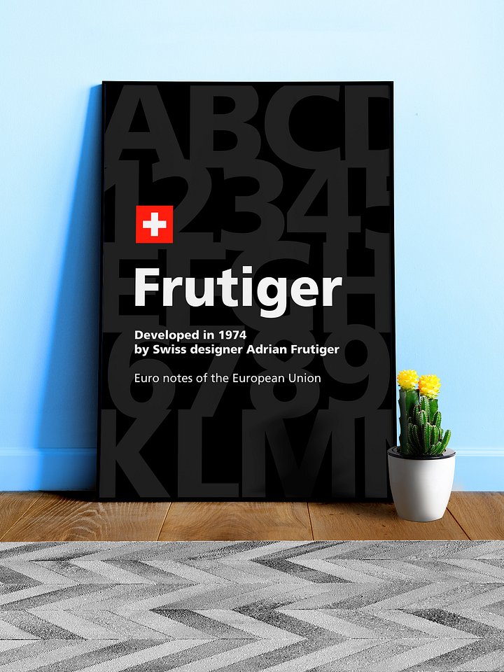 Frutiger font, 1974 — design typography poster, abstract print, aesthetic art poster, modern poster, typography wall decor, 1950s poster product image (1)