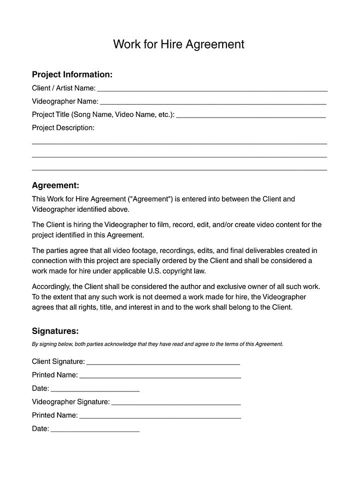 Own Your Video (Agreement Form) product image (1)