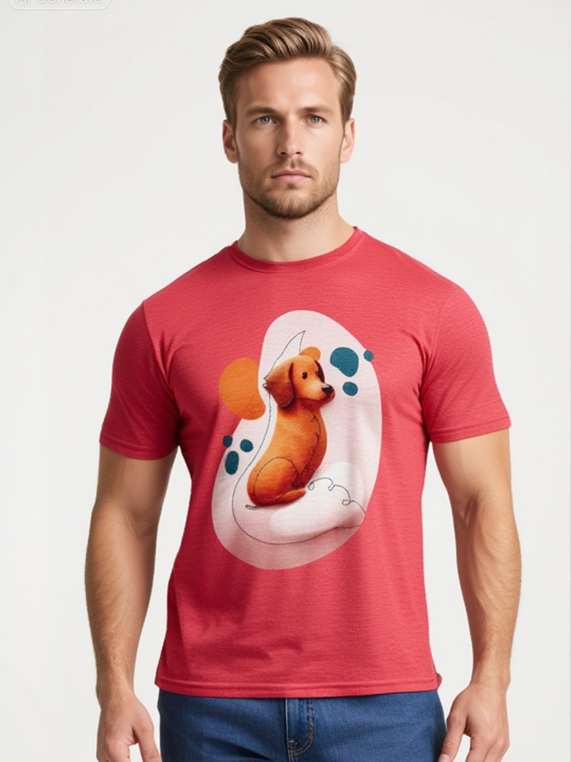 Cheerful Orange Pup – Cozy Cartoon Dog T-Shirt product image (9)