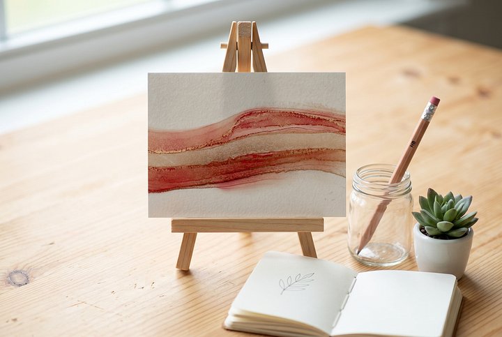 Crimson Flow II | Original ACEO Art Card (2.5" x 3.5") | Miniature Abstract Alcohol Ink Painting | product image (2)