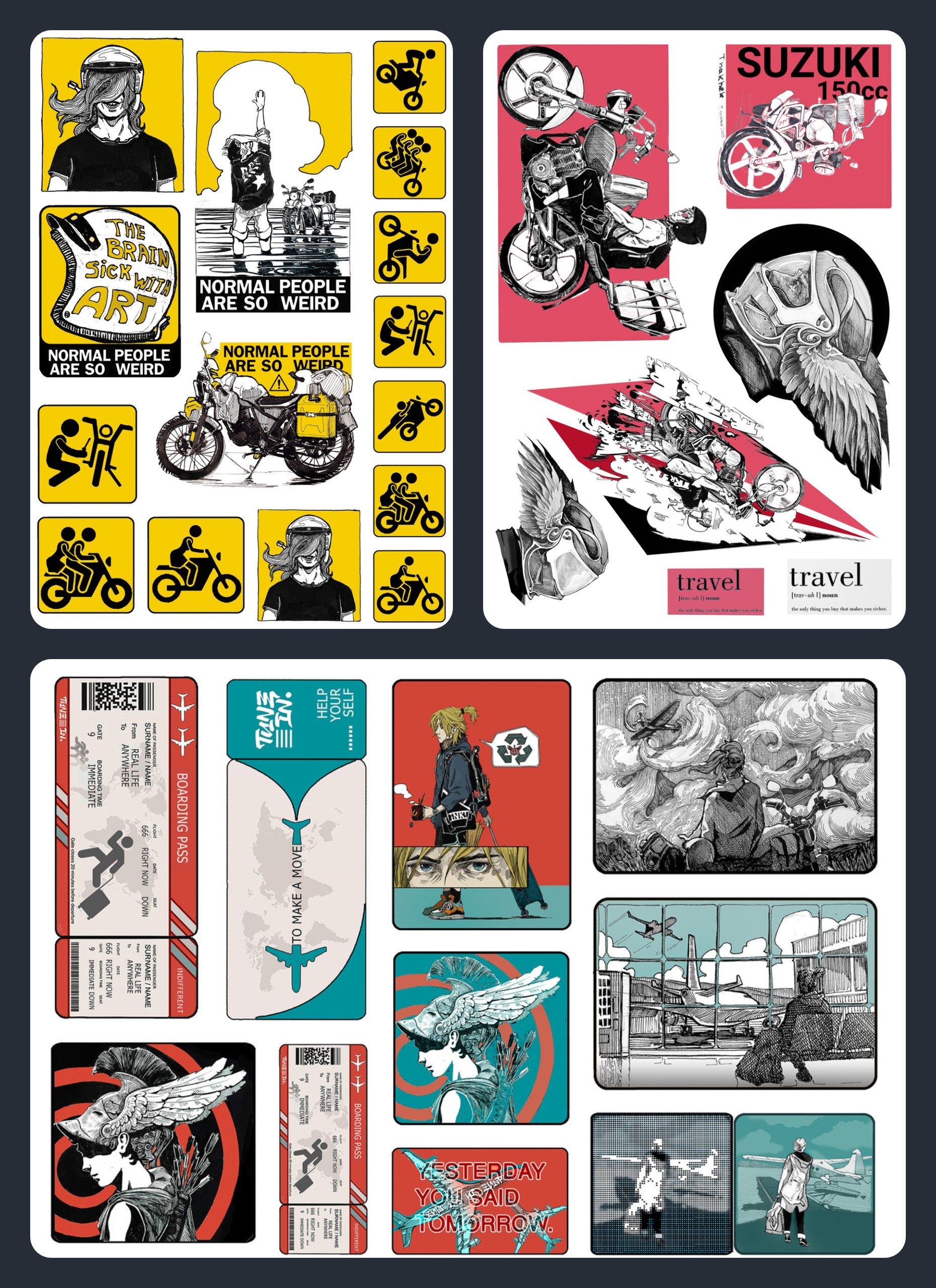 "Trip" 3 stickerset A5 product image (1)