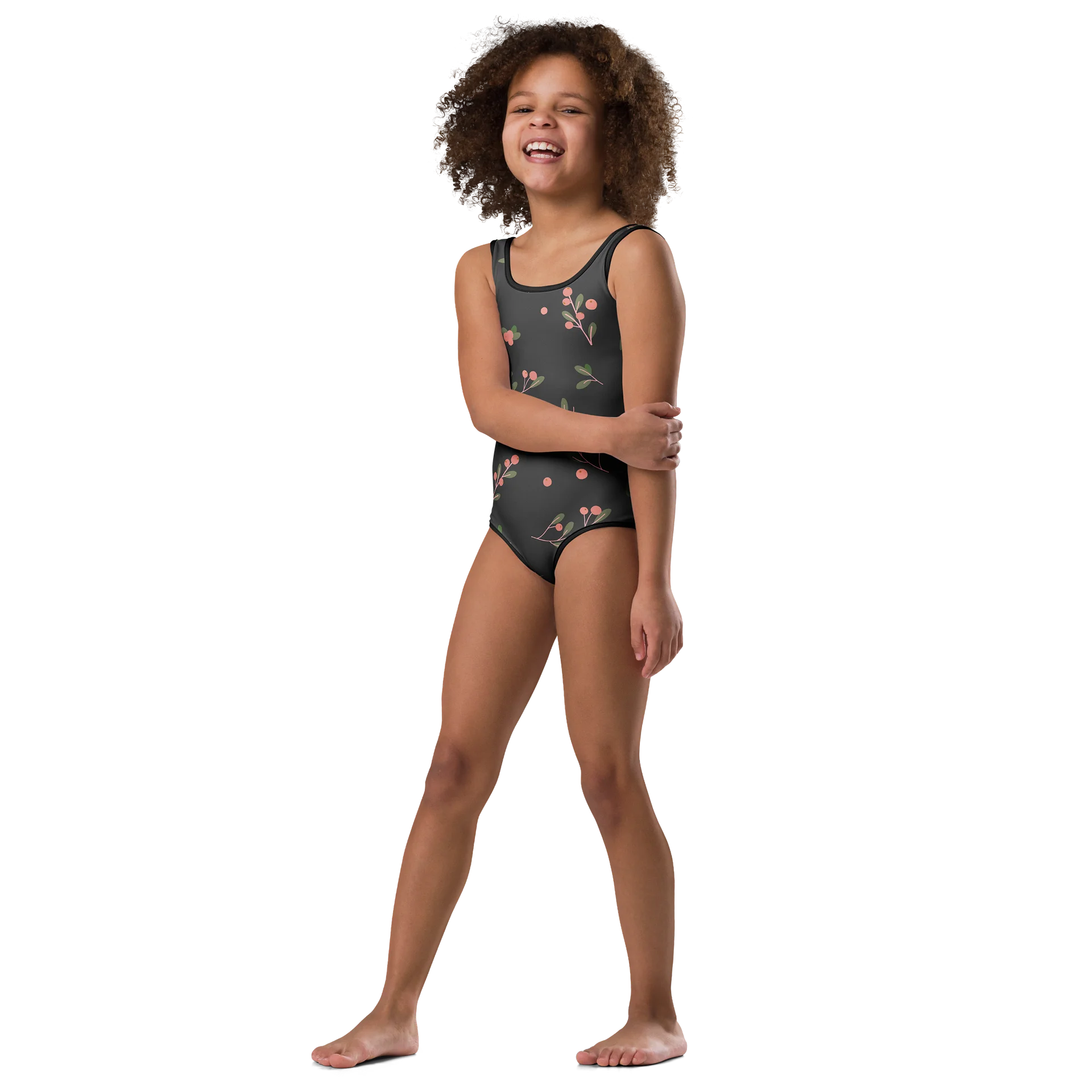 Pink Sprig Floral Kids Swimsuit product image (6)