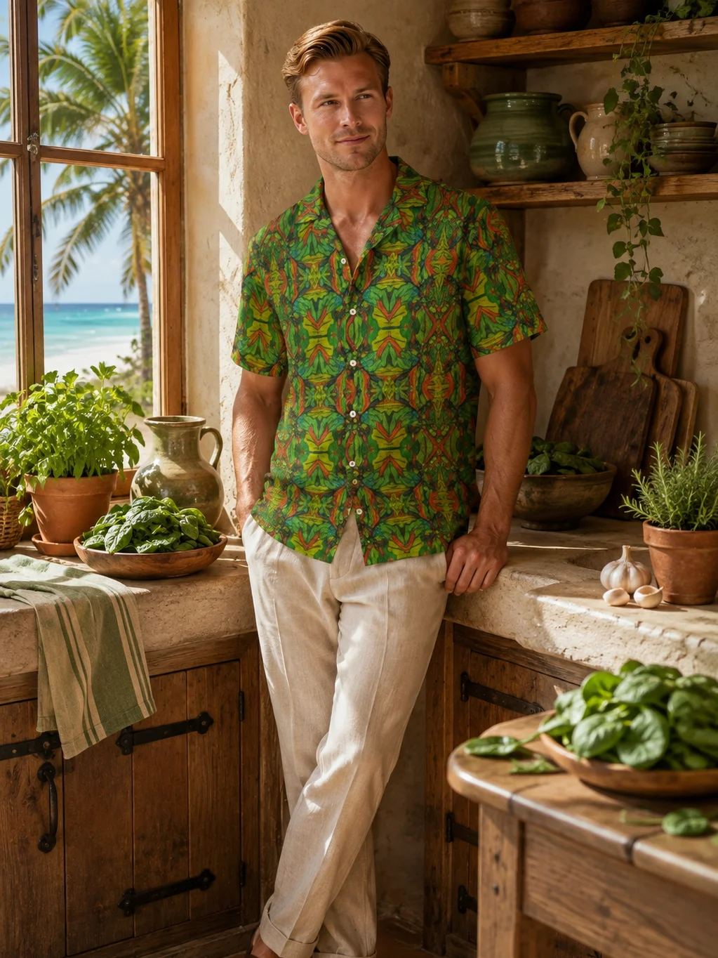 Spinach Tangle – Featherlight Hawaiian Shirt product image (1)