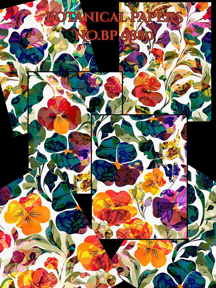 Set of 6 Botanical Papers No.9880 product image (1)