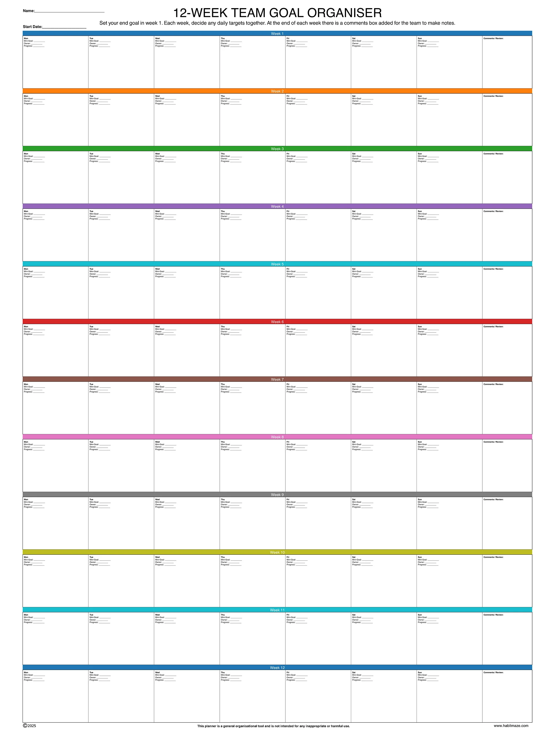 Team Goal Organiser 12 Week product image (1)