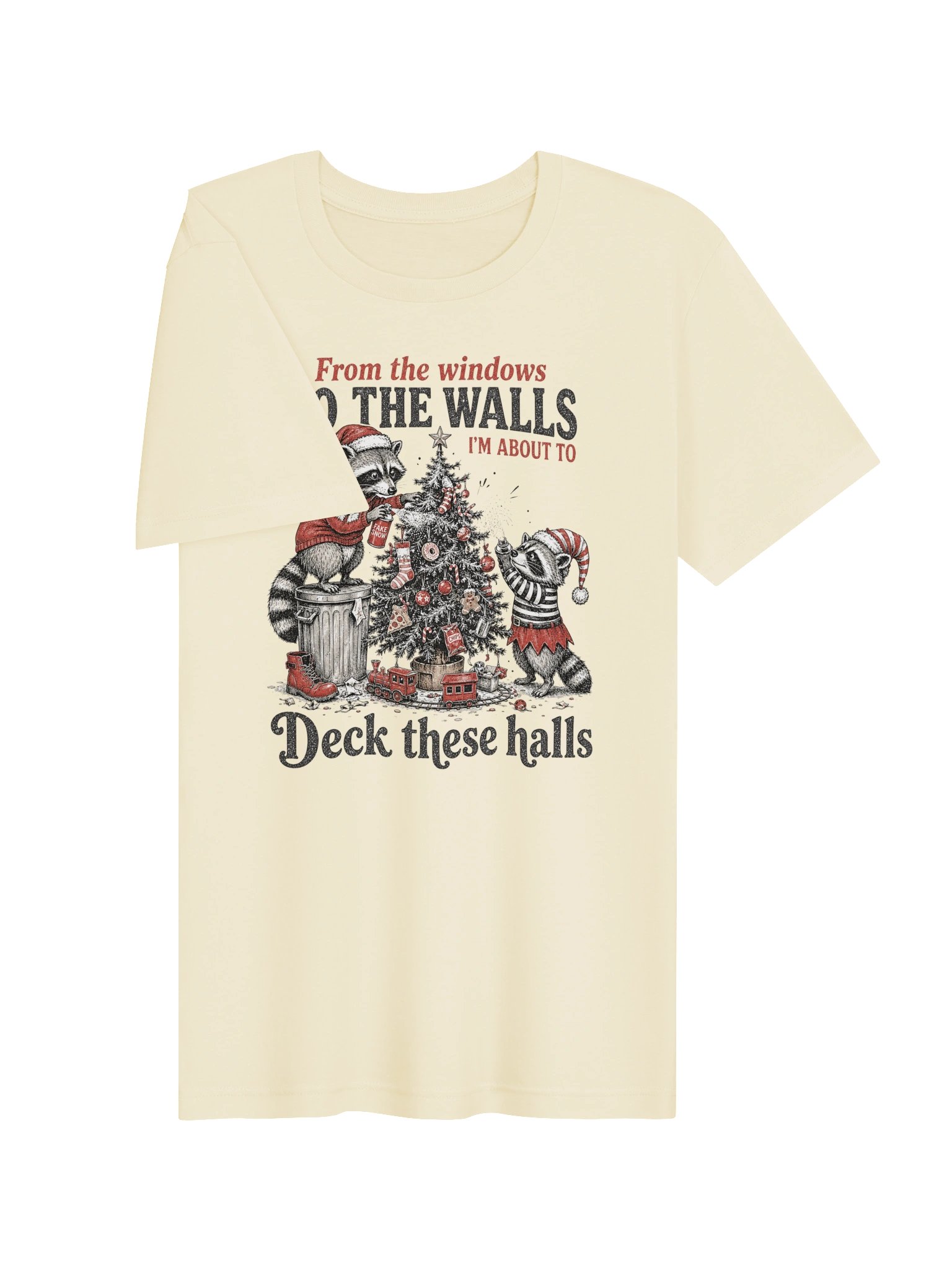 Deck These Halls Raccoon Christmas T-Shirt | Funny Holiday Tee product image (8)