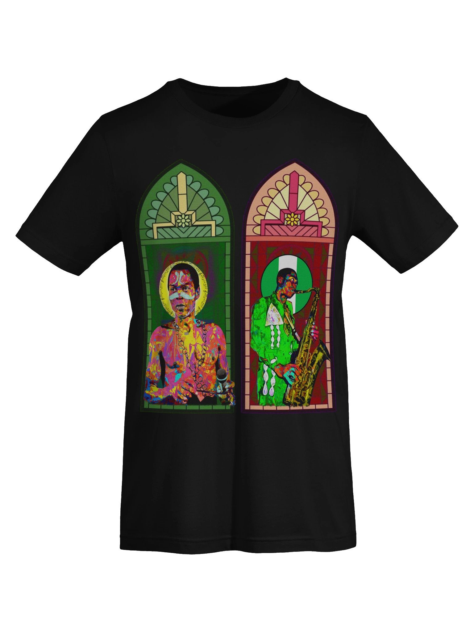 Fela Kuti Stained Glass T-Shirt | Afrobeat Legend Tee | Pan-African art product image (8)