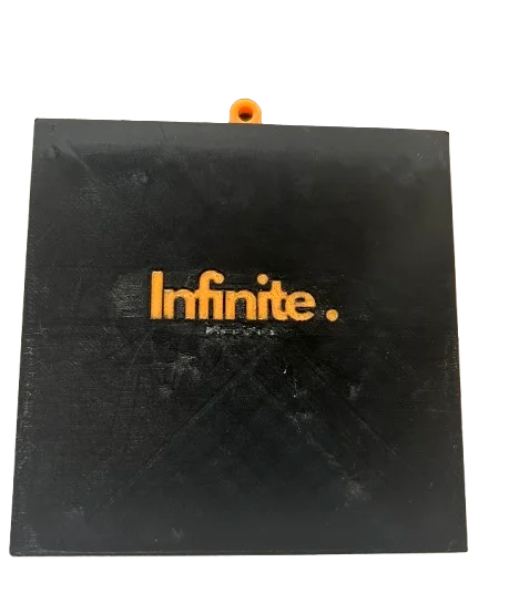 Infinite Prints Logo Keychain | Large | Orange, Black, White product image (1)