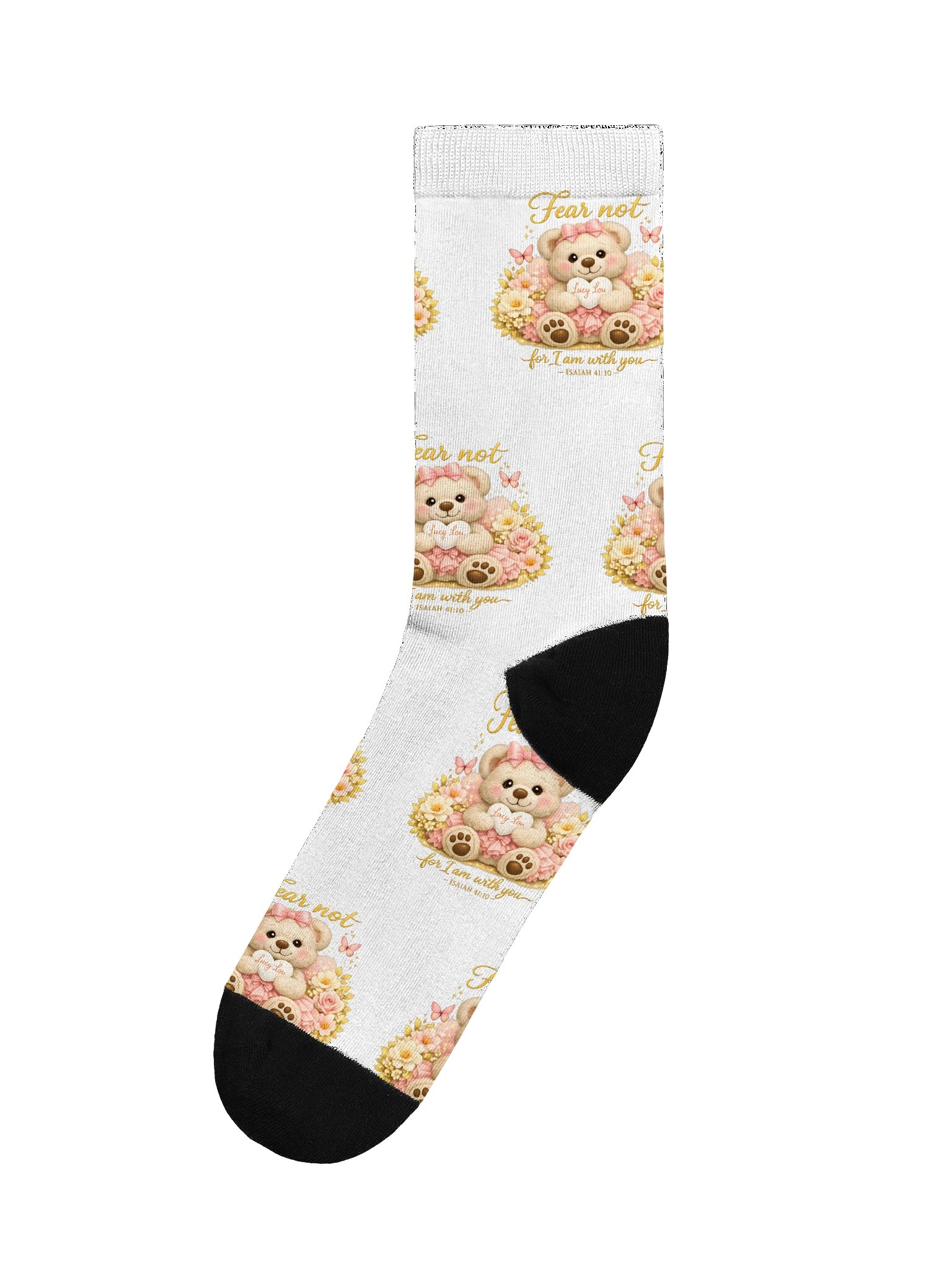 Cozy Faith Teddy Bear Crew Socks product image (1)