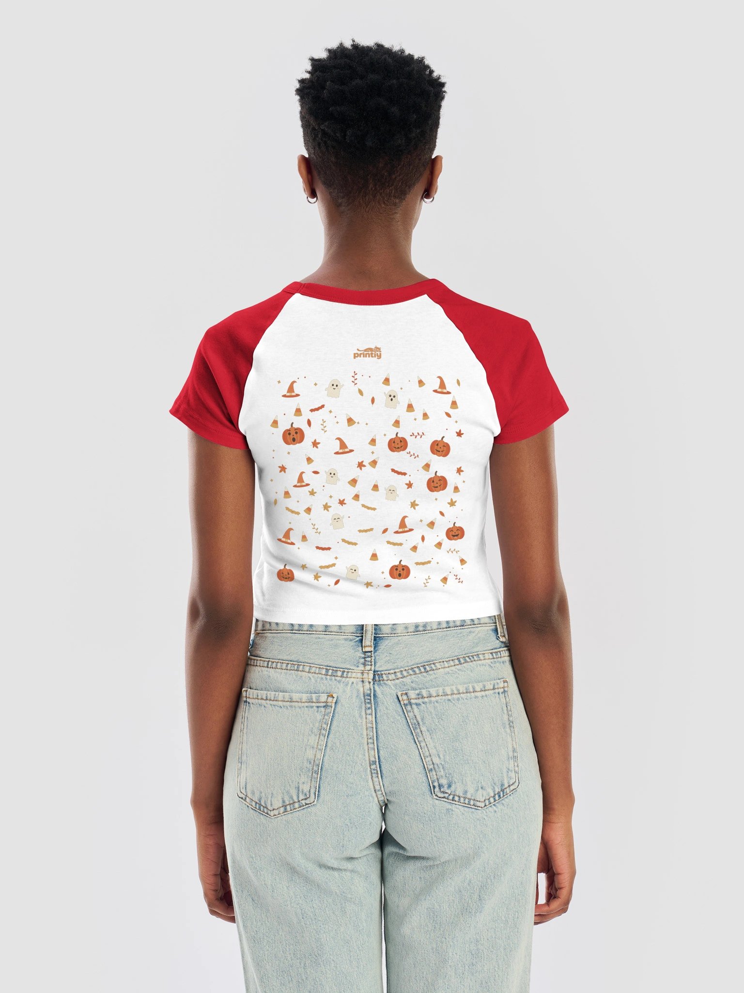 Spooky Pumpkin Ghost Baby Womens Halloween Shirt product image (22)