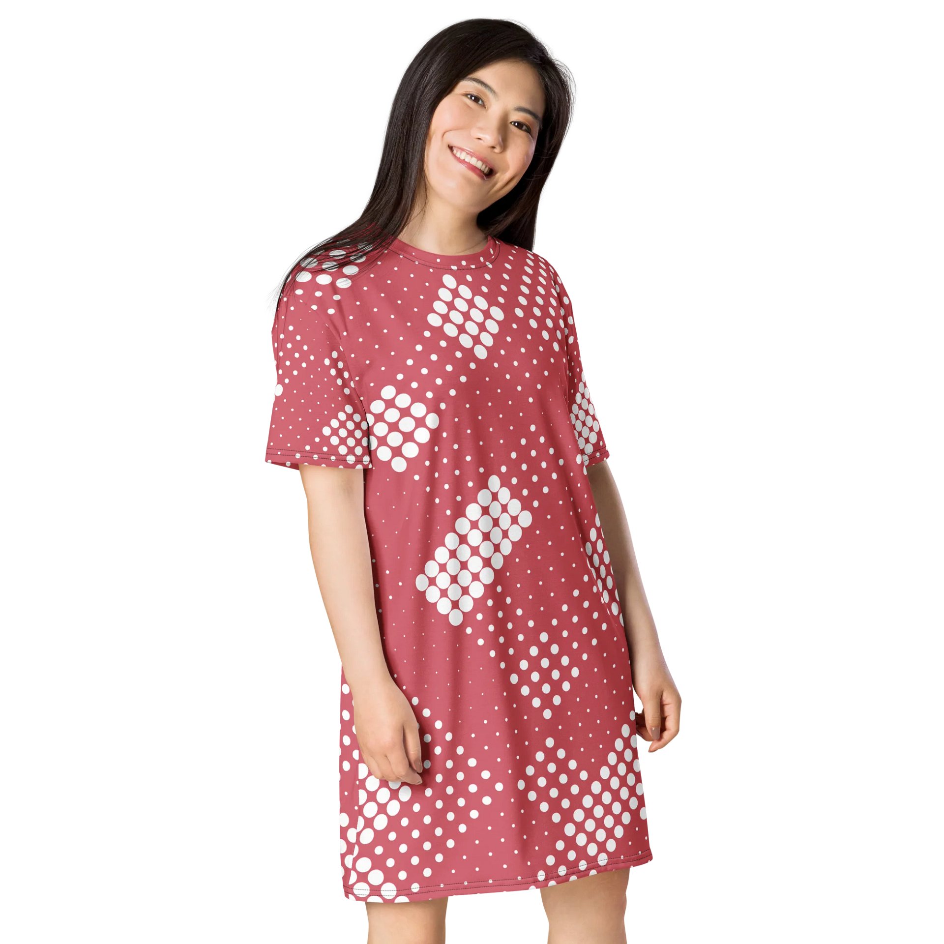 Stylish Oversized T-Shirt Dress with Bold Polka Dot Design - TDSMUSIC product image (4)