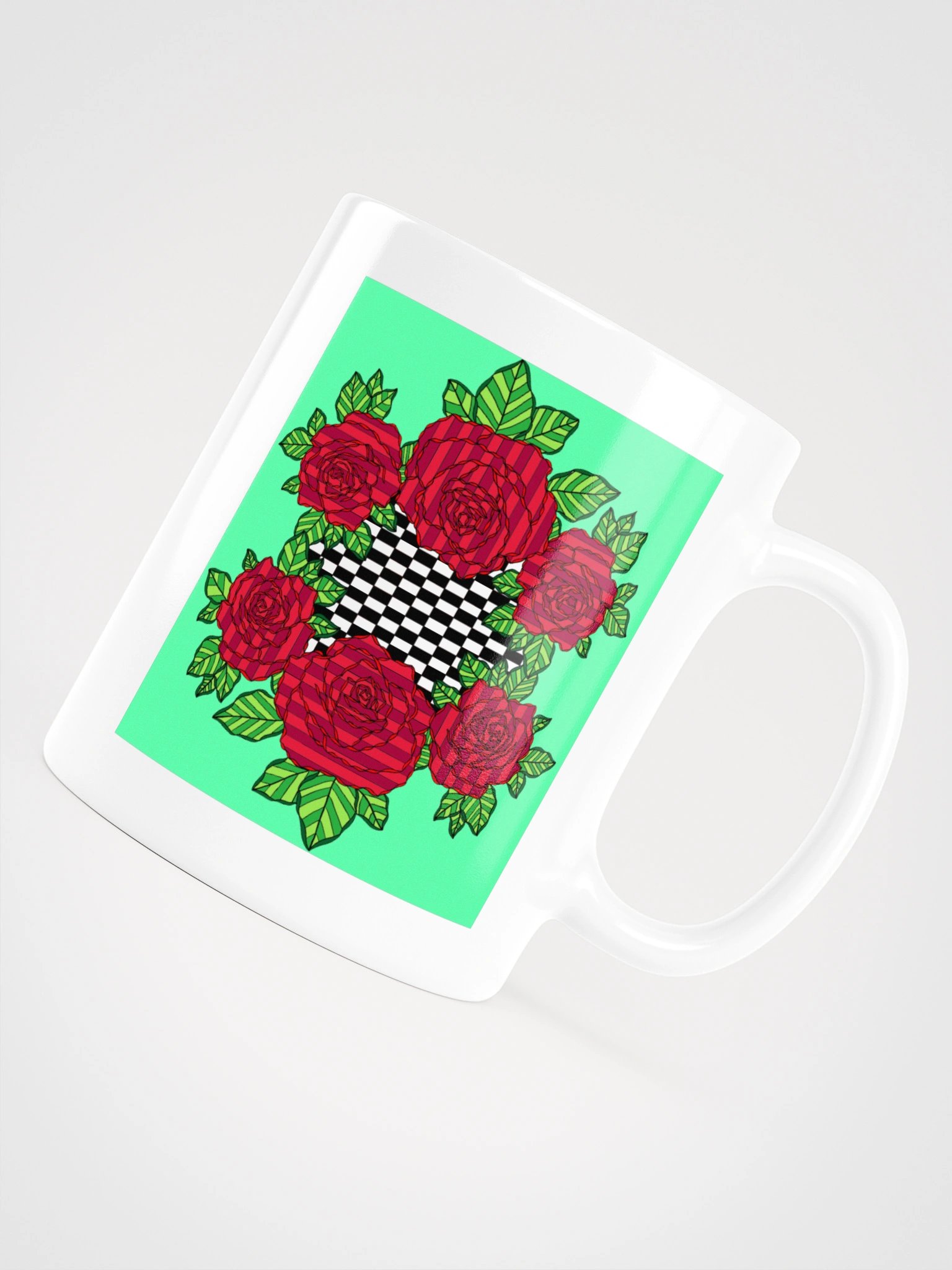 White Glossy Mug (Rose-Green) product image (6)