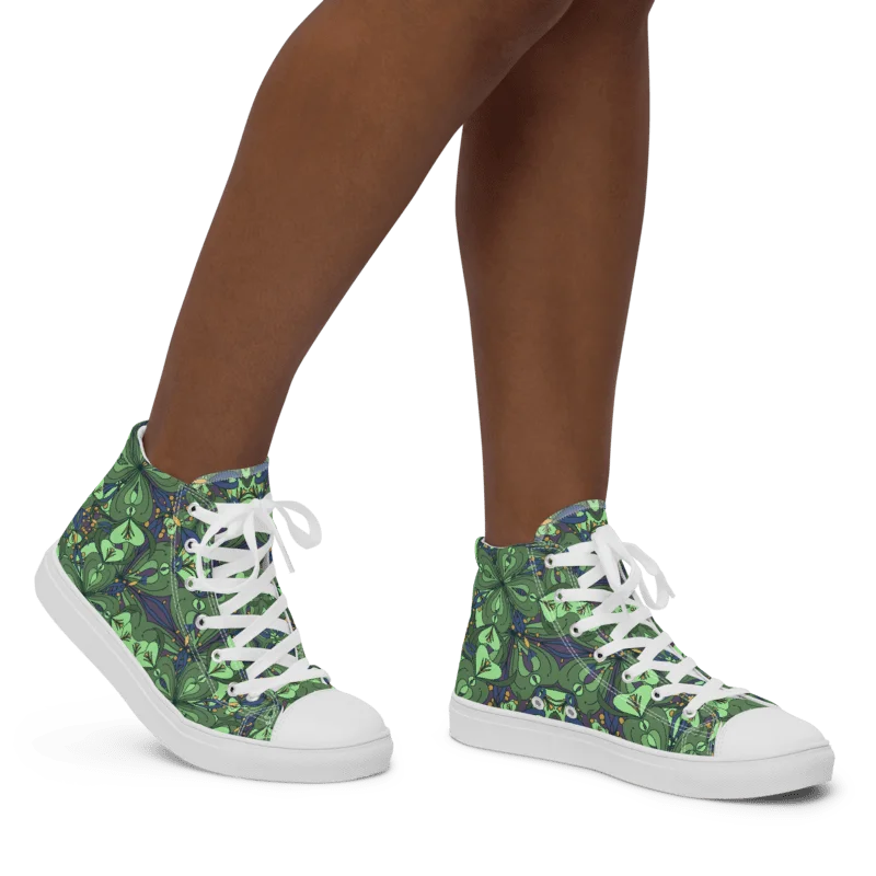 Fortune in Bloom Women’s High Top Canvas Shoes product image (1)