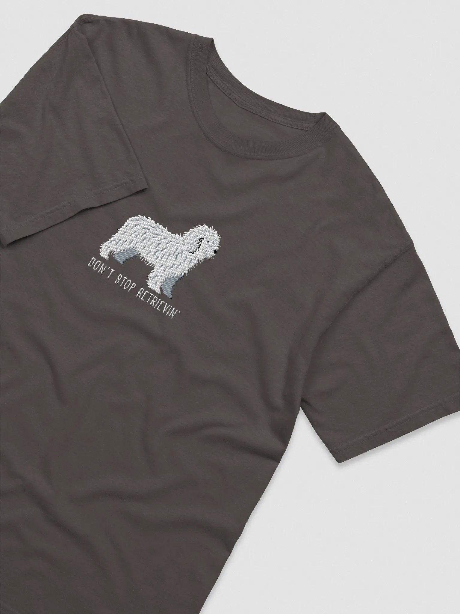 Don't Stop Retrievin' T-Shirt(Embroidered) of a Spanish Water Dog(White) product image (6)