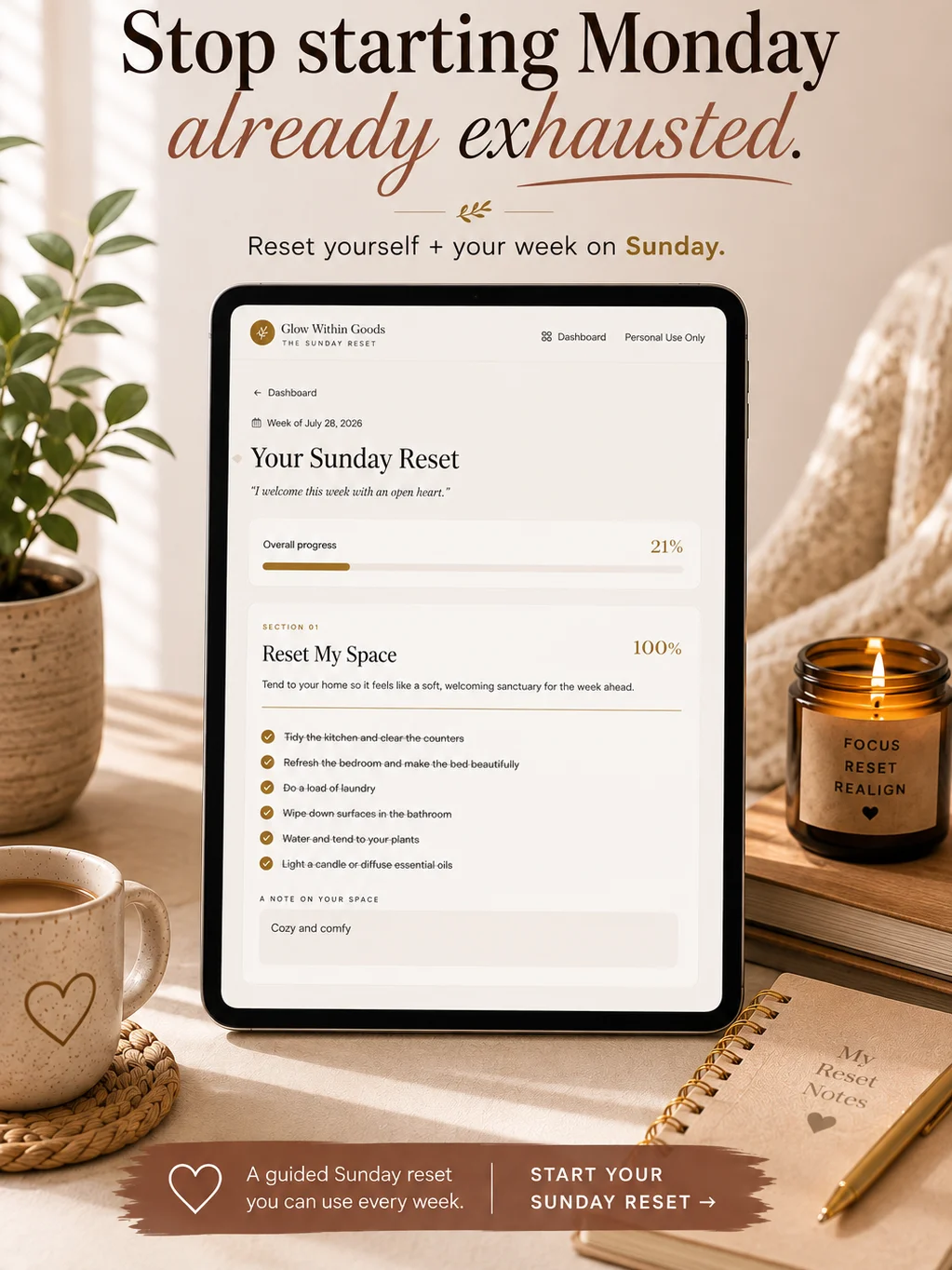 The Sunday Reset Companion™ | Interactive Reset + Guided Workbook product image (1)