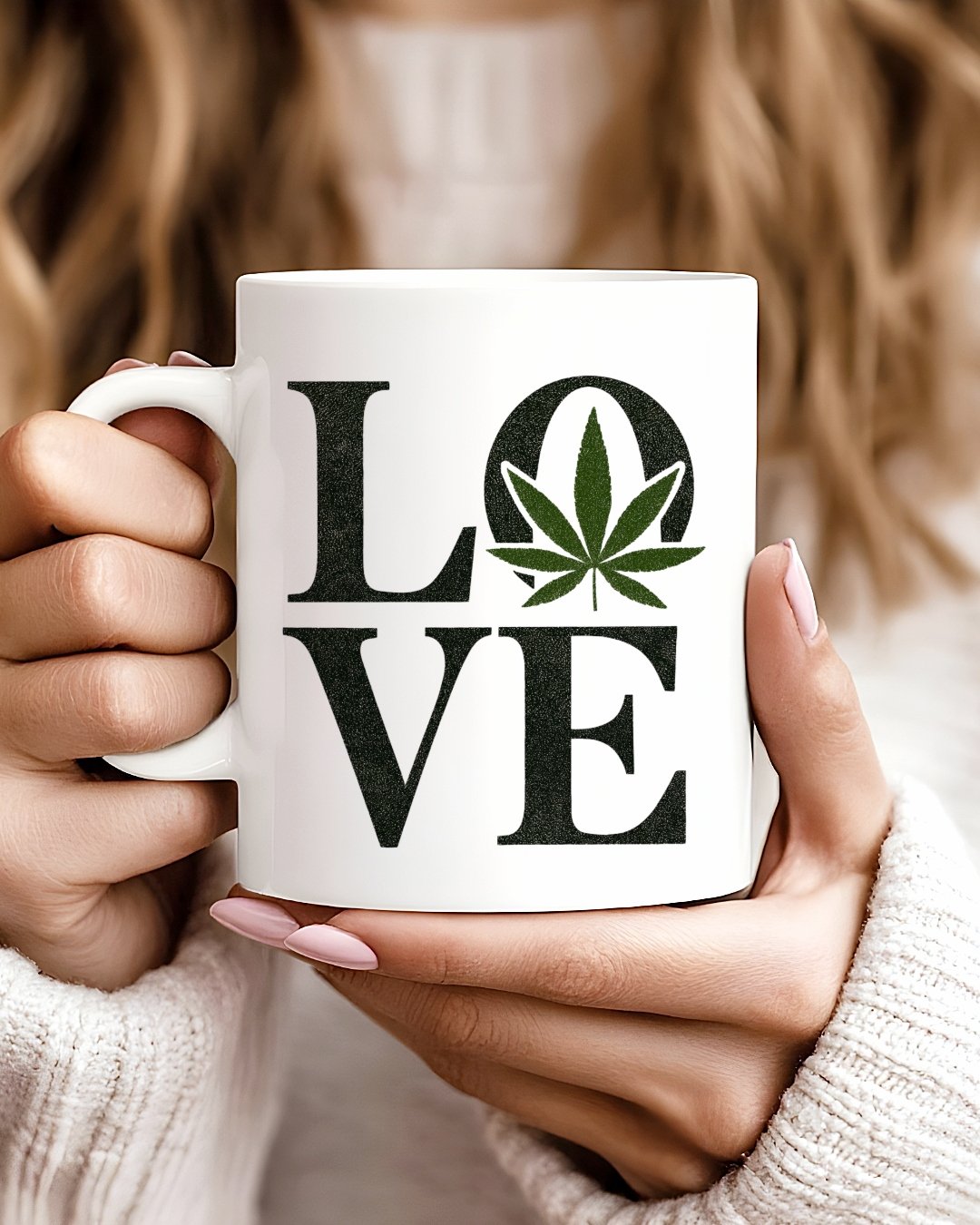 Love Weed Leaf Coffee Mug (White) product image (3)