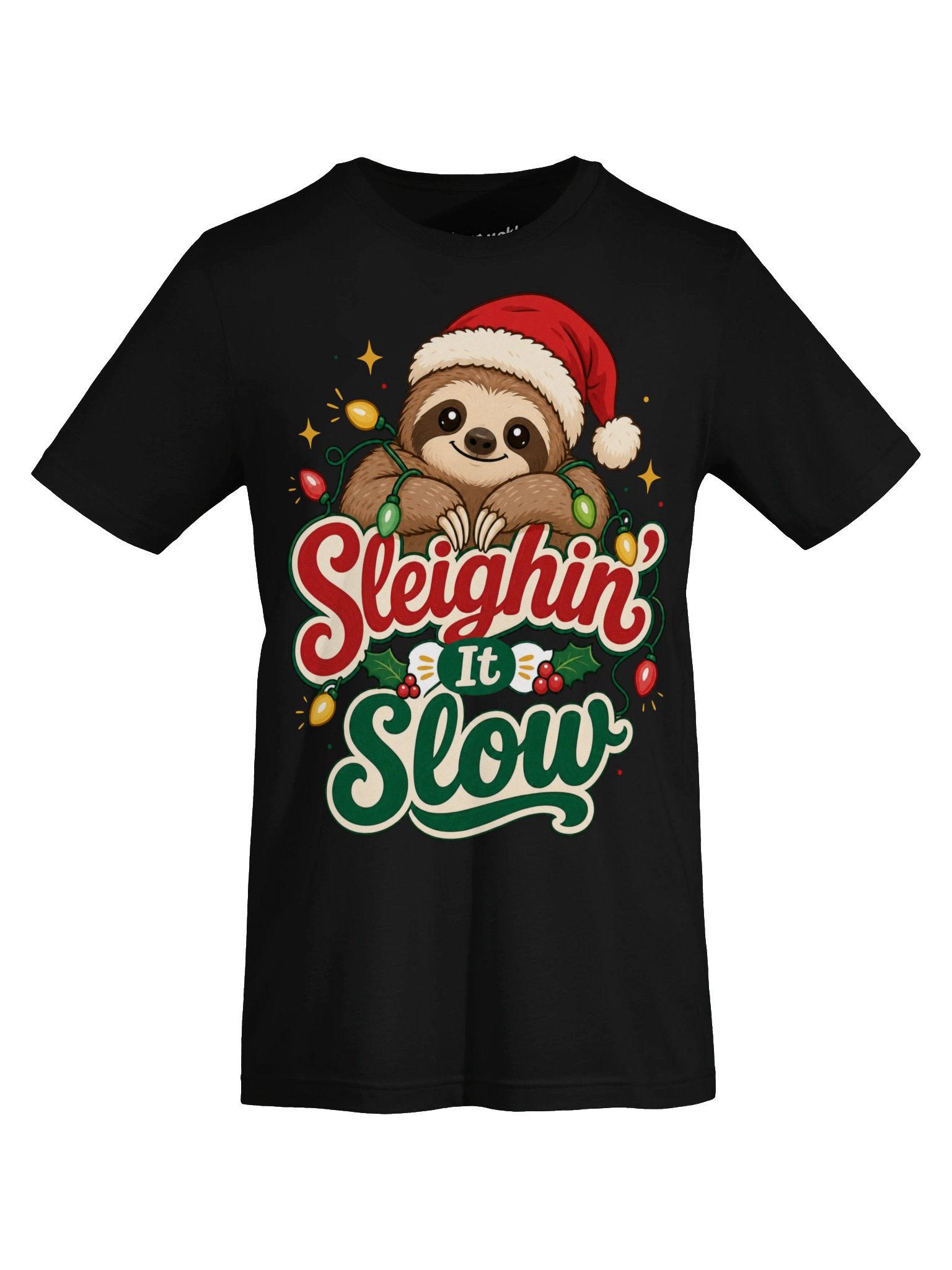 Sleighin It Slow Sloth Christmas Tee product image (46)