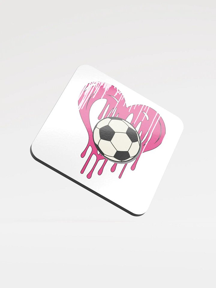Heart Soccer Dripping Love Cork Coaster product image (2)