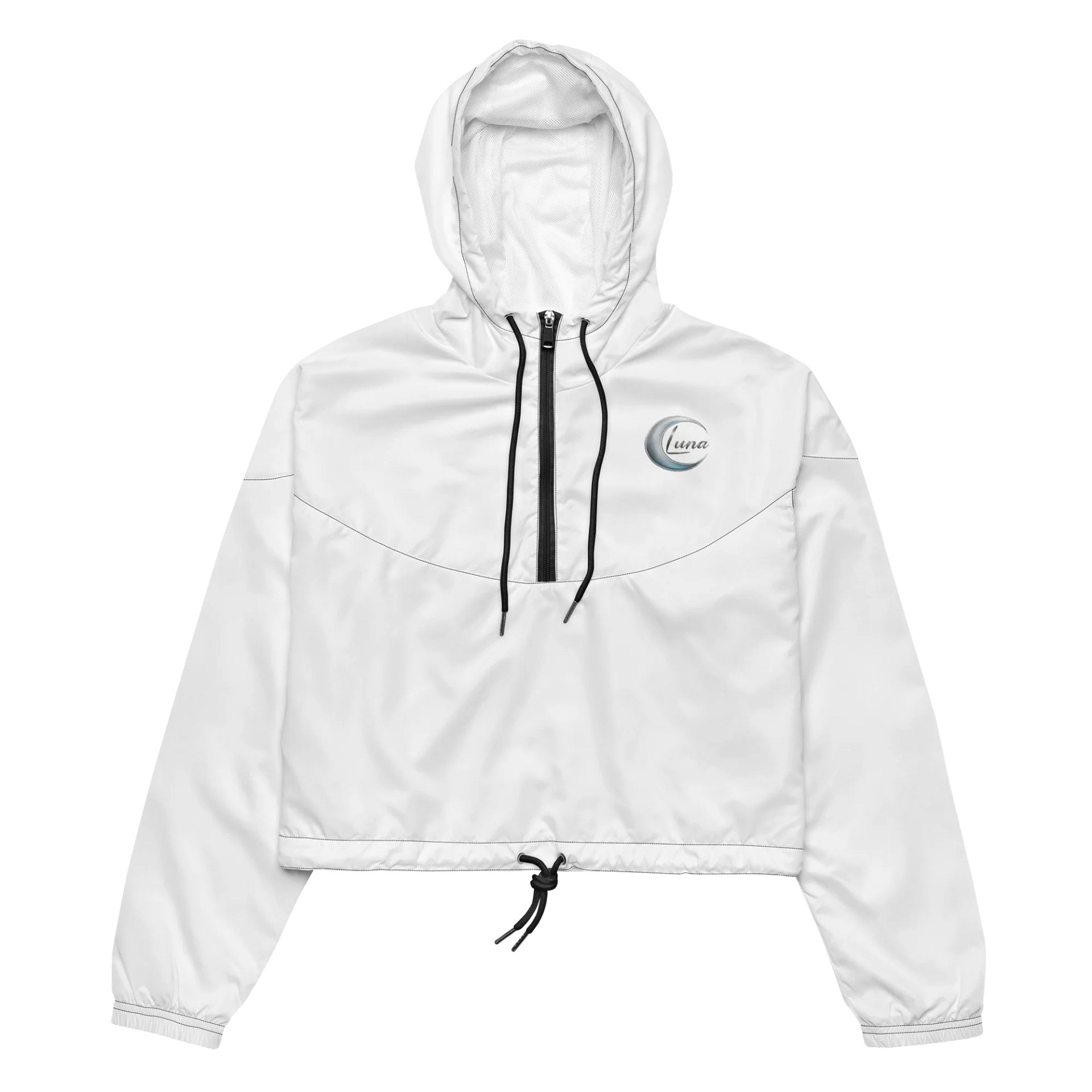 Luna All-Over Print Women’s Cropped Windbreaker - White, Celestial Design, Lightweight product image (3)