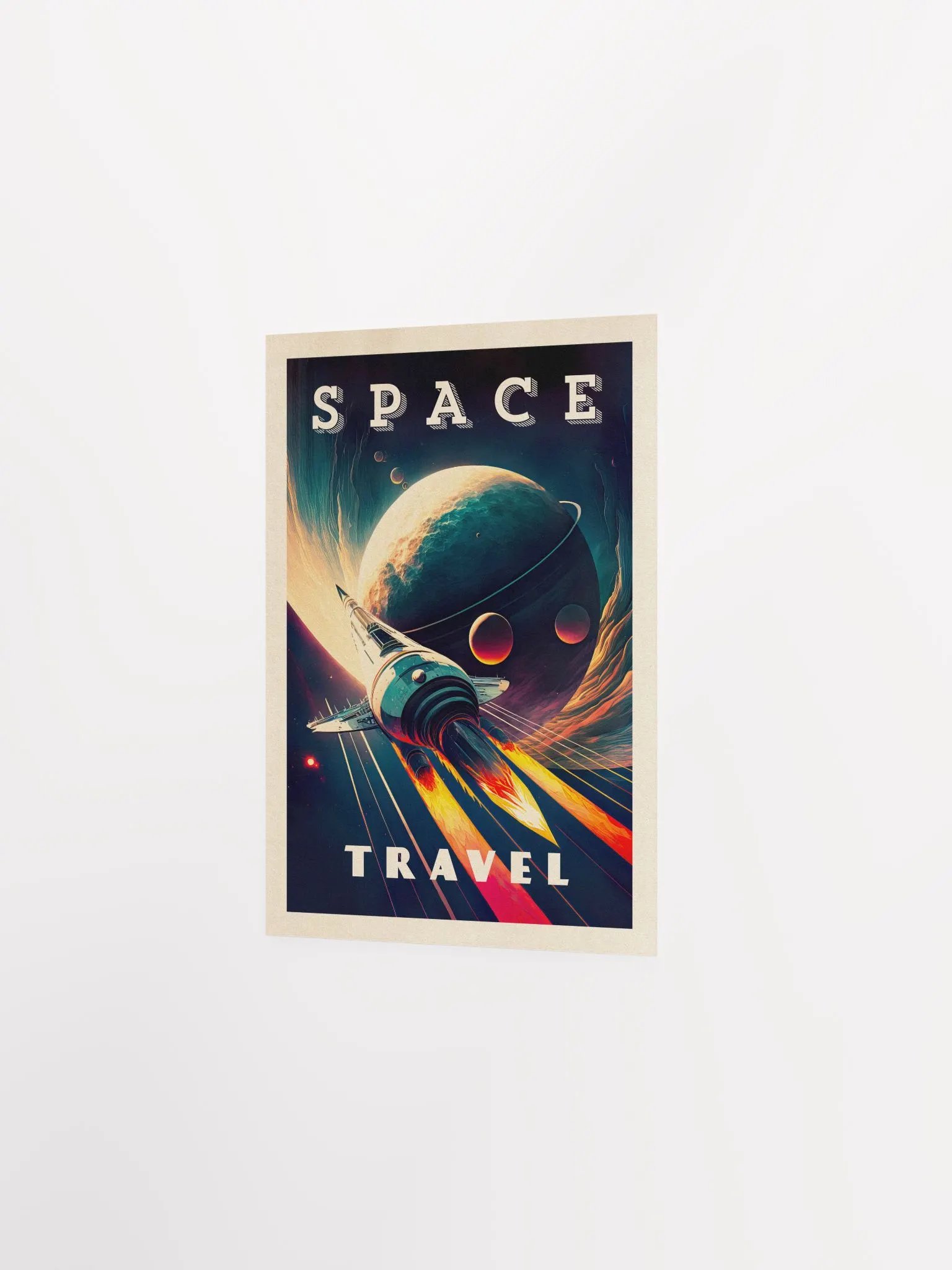 Space Travel — Vintage space poster, retro space art, propaganda poster, retrofuturism art, retro sci-fi print product image (6)