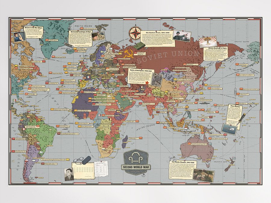 Ultimate WW2 Infographic Map | Unframed Poster product image (1)