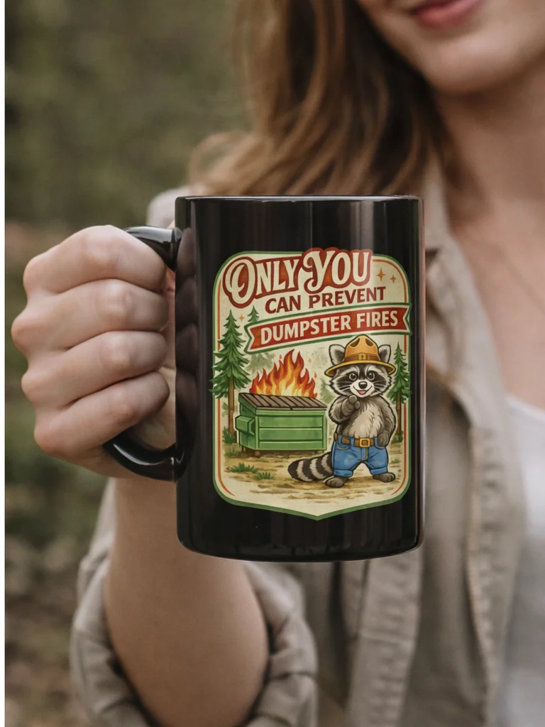 Dumpster Fire Raccoon Mug product image (3)