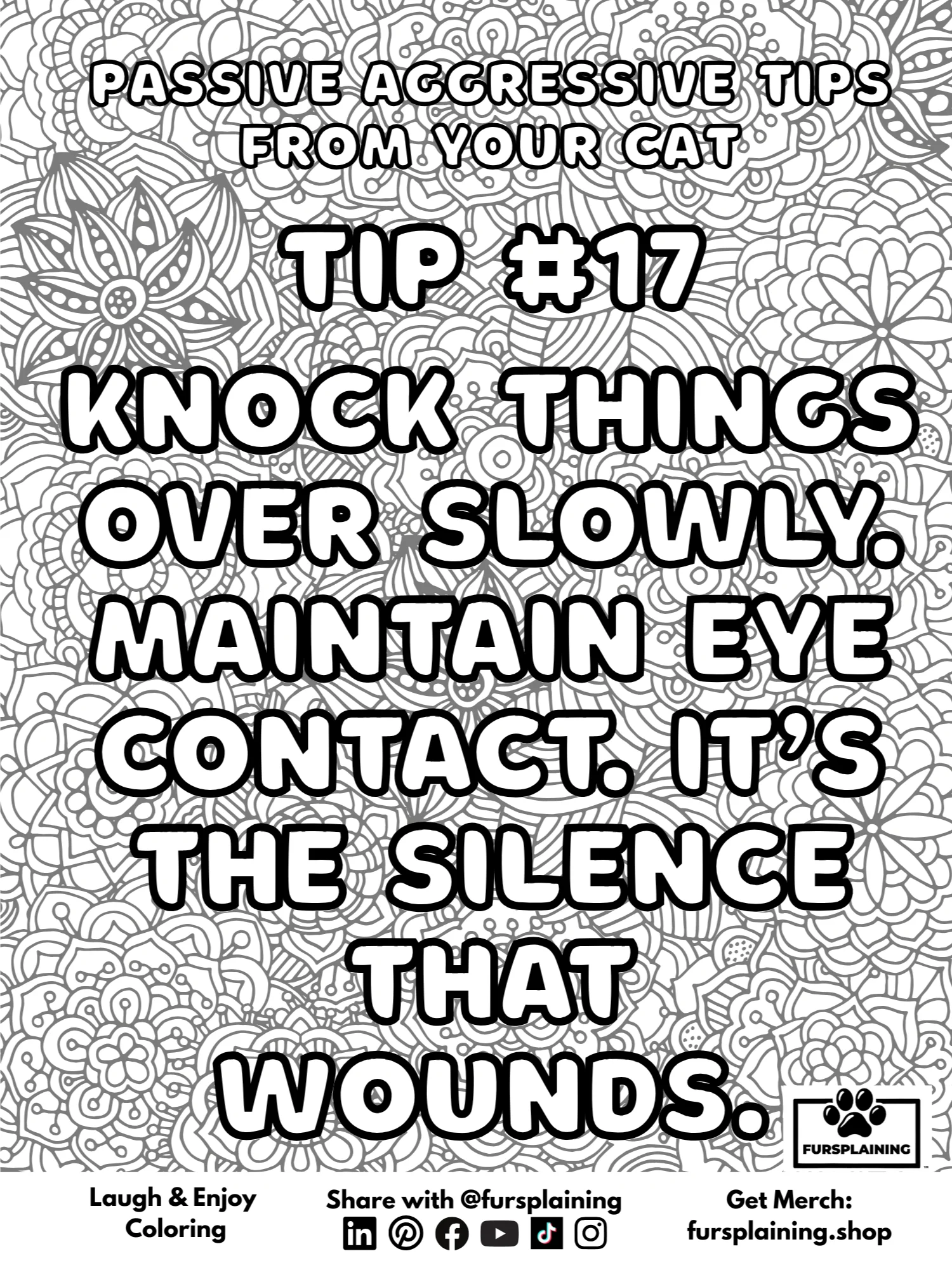 #17 Passive Aggressive Tips from Your Cat – Free Coloring Page product image (1)