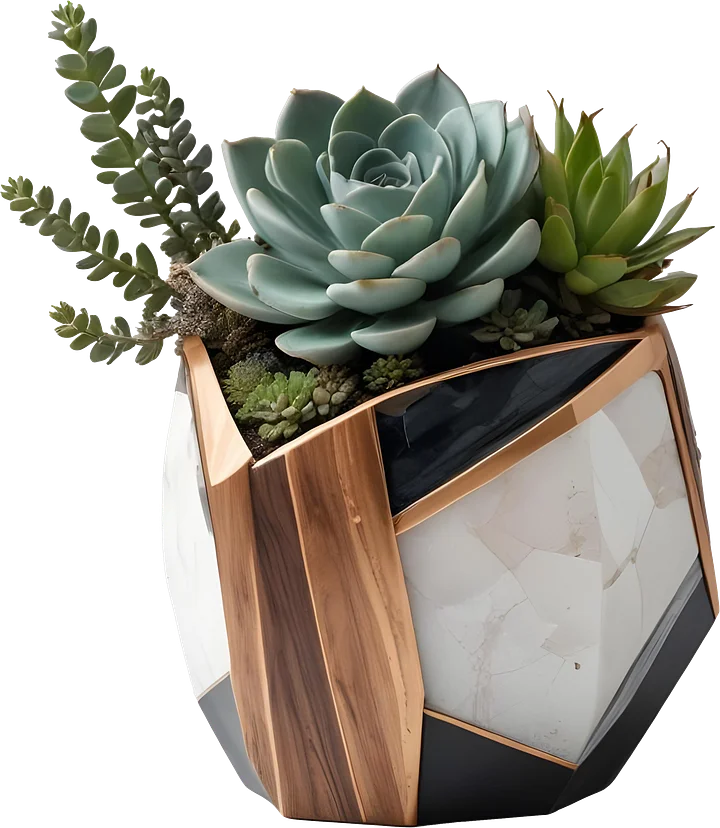 Earthly Symphony – Faceted Succulent Vase PNG product image (1)