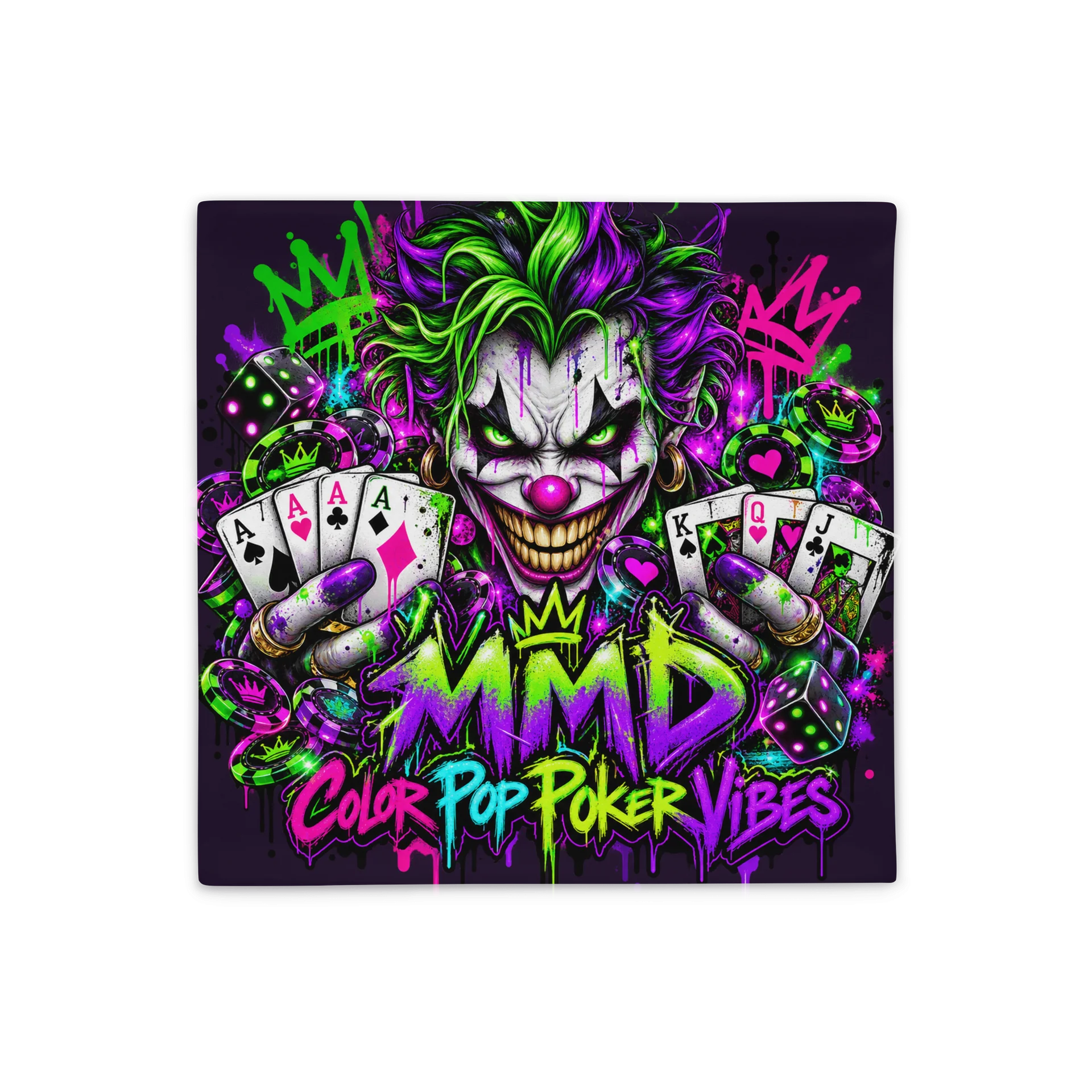 Neon Joker Gamer Pillowcase – Color Pop Poker Vibes product image (2)