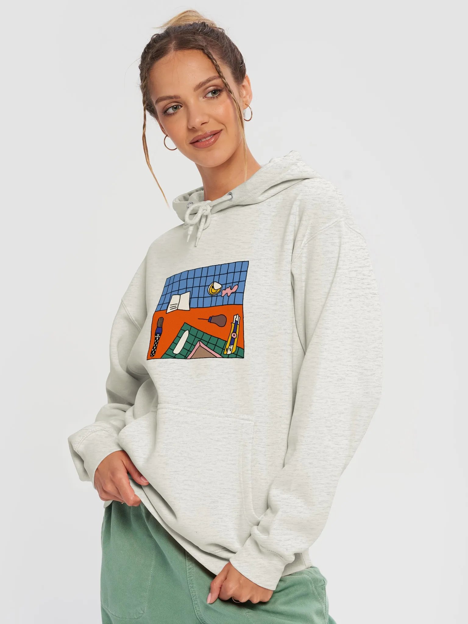 Bookbinding Desk Hoodie - Oatmeal Heather product image (2)