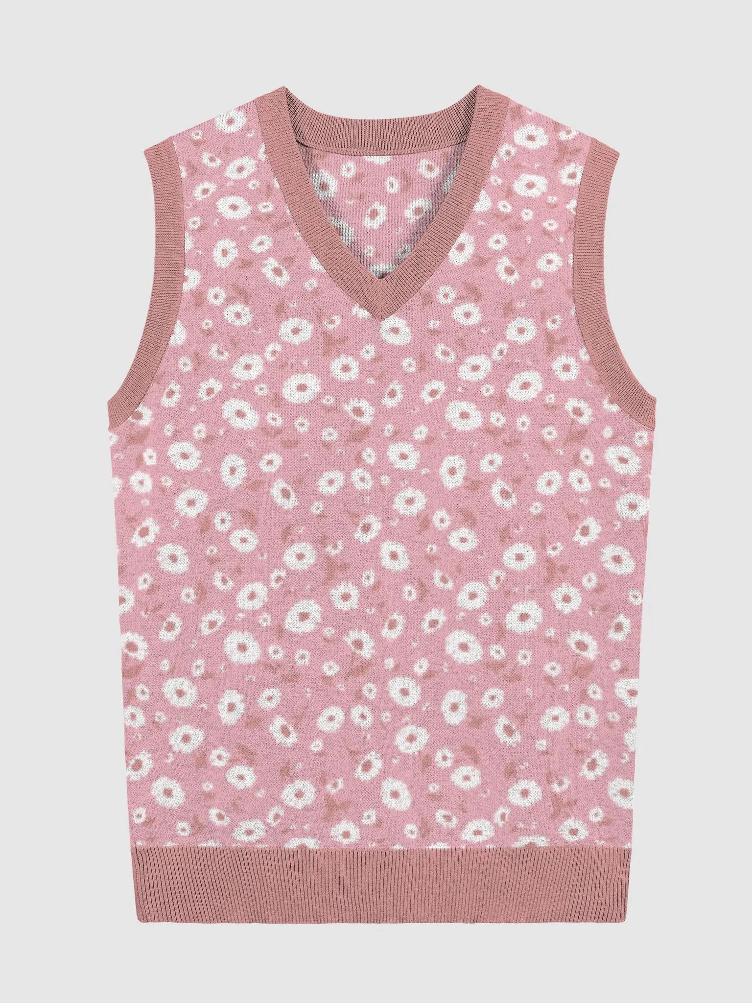 Blush Pink Daisies Knitted Vest product image (1)