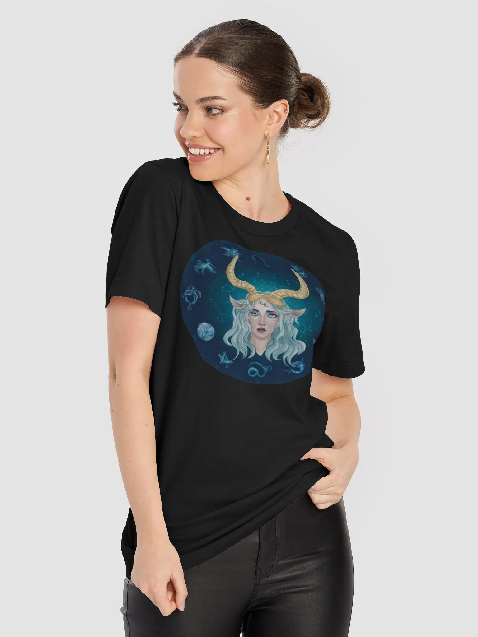 Exclusive Capricorn Zodiac T-Shirt - Unisex Astrology Gift with Mystical Horned Figure Design product image (9)