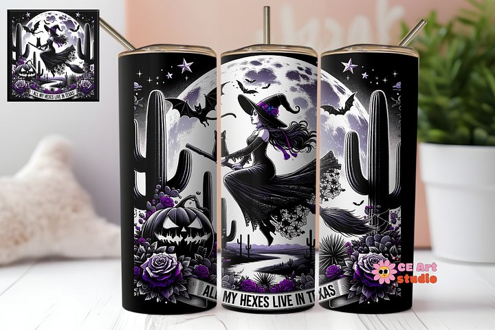 Texas Witch Tumbler Wrap PNG product image (1)