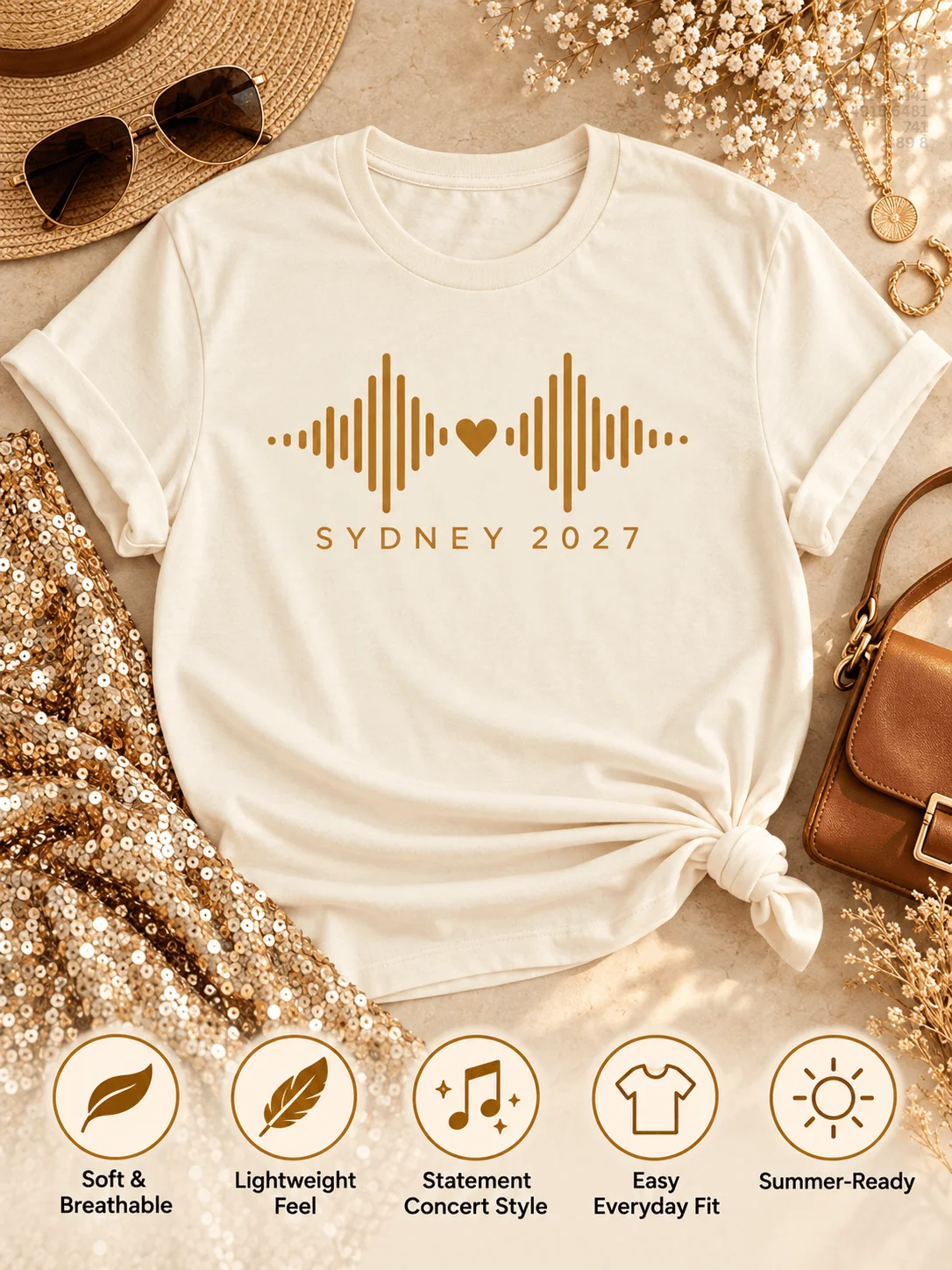 Sydney 2027 Heart Waveform Concert T-Shirt product image (3)