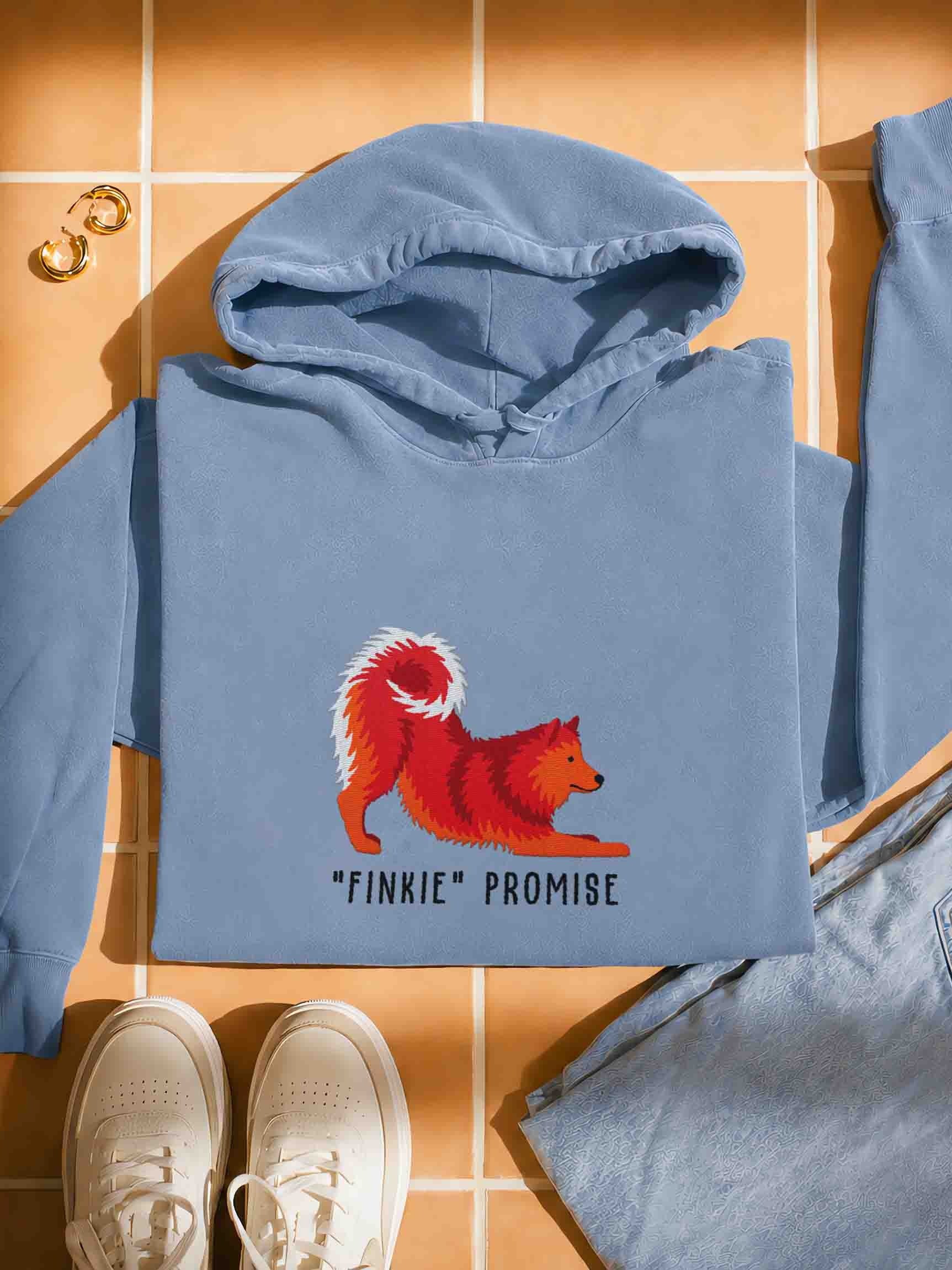 Finkie Promise Premium Hoodie (Embroidered) of a Finnish Spitz(Red) product image (1)