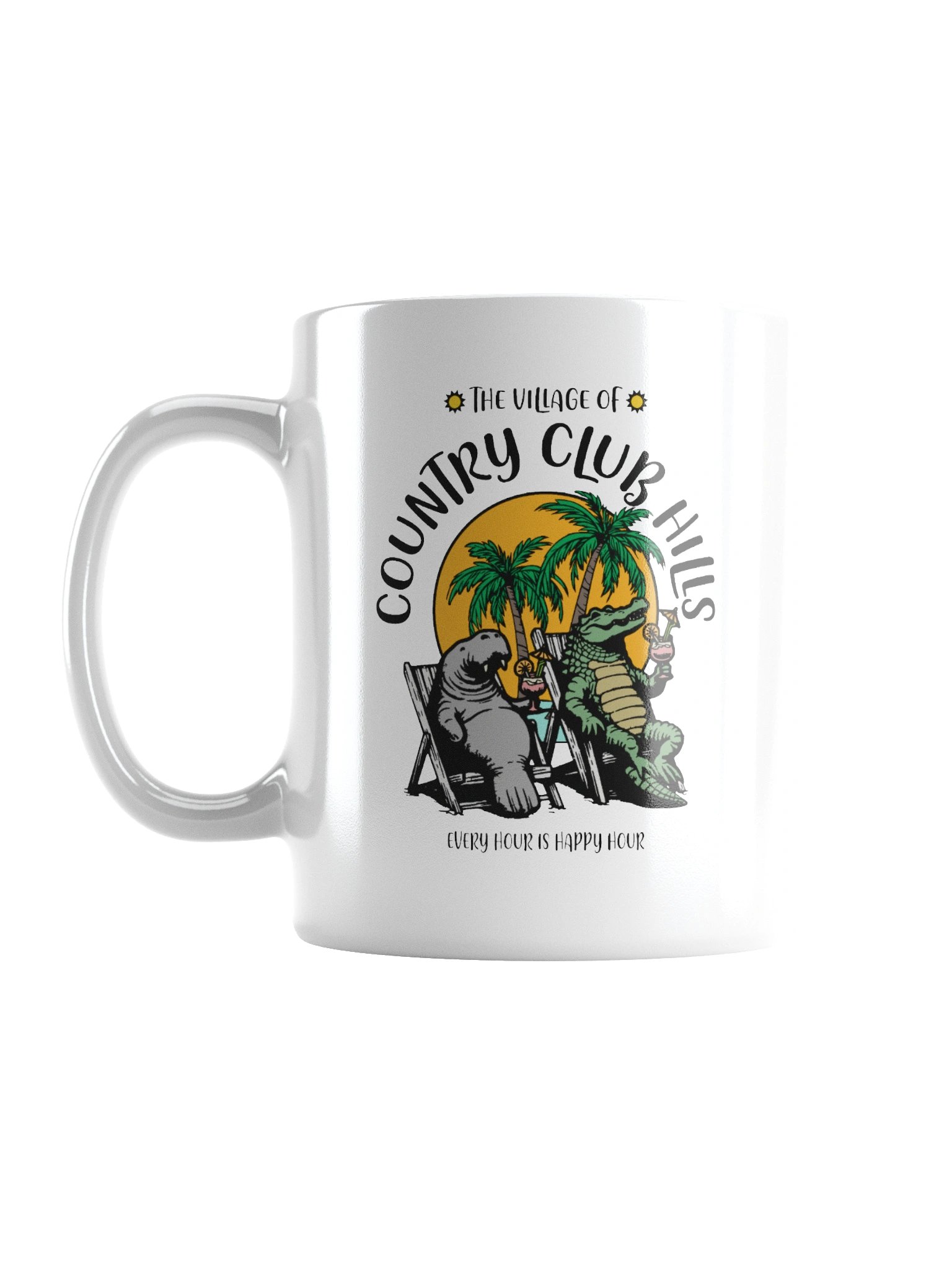 The Village of Country Club Hills TV Florida USA Fun Manatee Alligator Design Coffee Mug product image (3)
