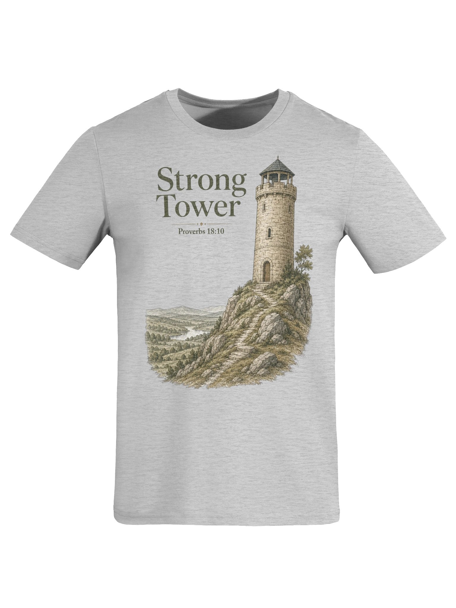 Proverbs 18:10 The Name of the Lord Is a Strong Tower Christian T-shirt product image (3)