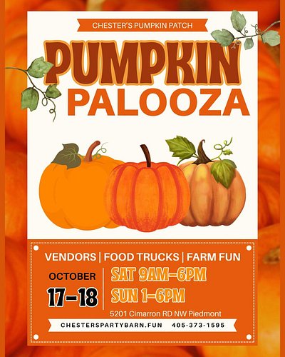 Hay rides, pony rides, a petting zoo, and pumpkins! Everything your fall loving heart desires!
Pumpkin Palooza, October 17 an...